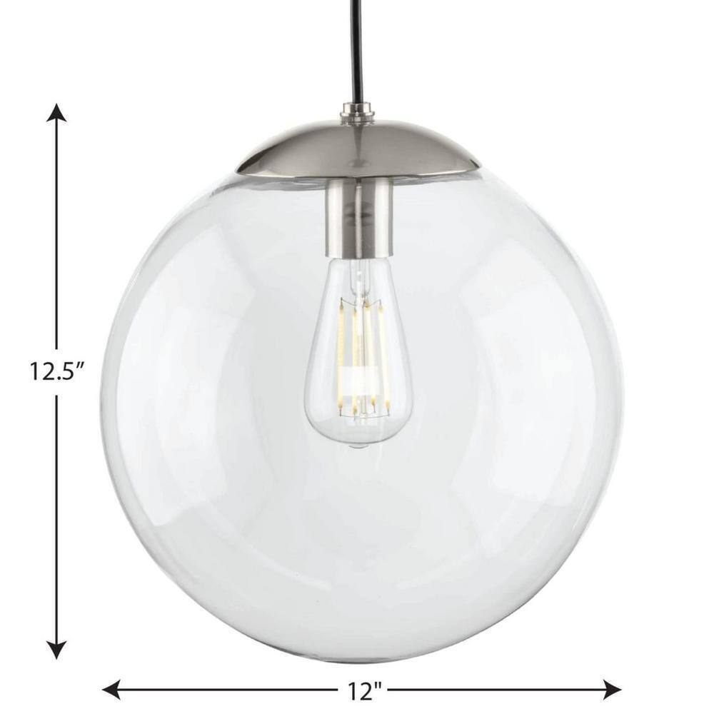 Progress Lighting Atwell 1-Light Brushed Nickel Large Pendant Hanging Light