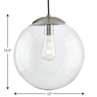 Progress Lighting Atwell 1-Light Brushed Nickel Large Pendant Hanging Light