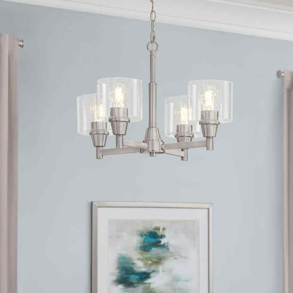 Hampton Bay Oron 4-Light Brushed Nickel Reversible Chandelier