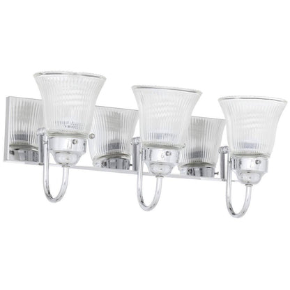 Volume Lighting Marti  Chrome Bath Vanity Light  w/ Ribbed Glass Bell Shades