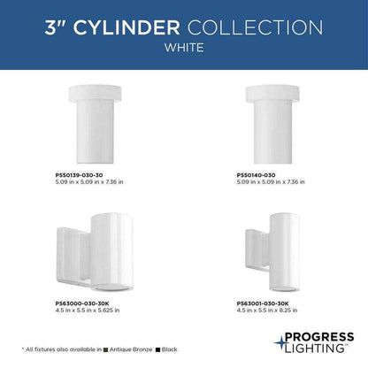 Progress Lighting Cylinders White LED Outdoor Small Up/Down Wall Lantern Light