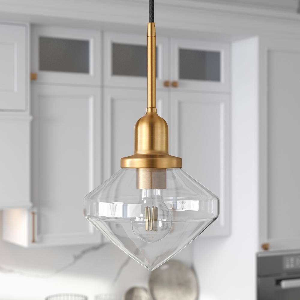 Meyer&Cross Zariza 1-Light Brass Pendant with Clear Glass Shade