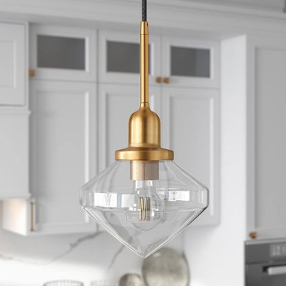 Meyer&Cross Zariza 1-Light Brass Pendant with Clear Glass Shade