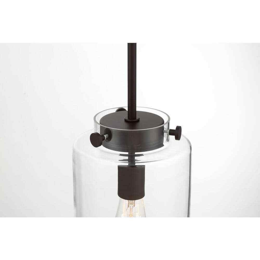 Hampton Bay Mullins 6.75 in.1-Light Oil Rubbed Bronze Mini Pendant Hanging Light