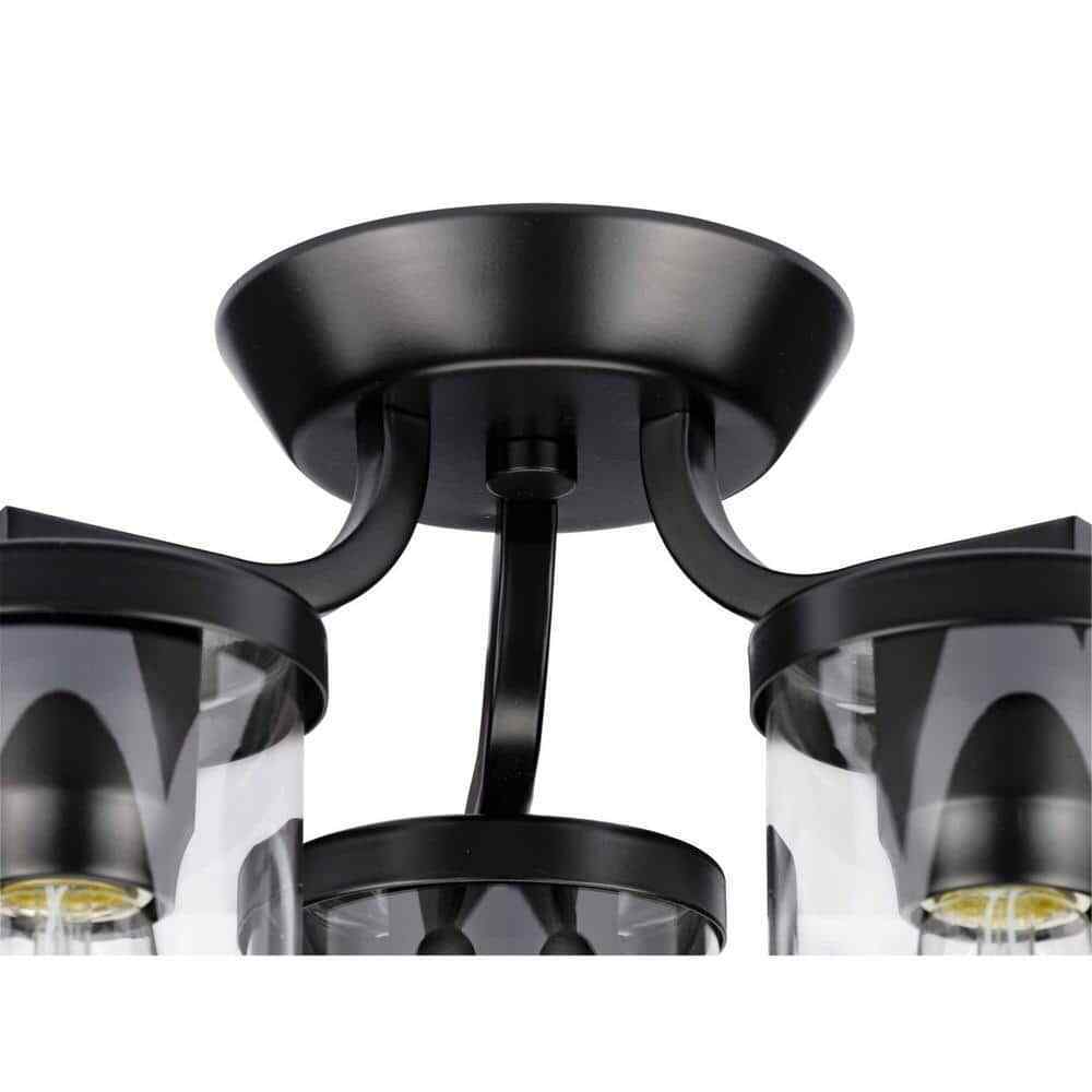 Progress Lighting Lassiter 13 in. Black 3-Light Semi-Flush Mount