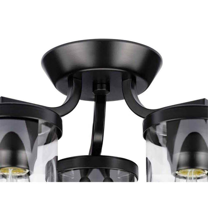 Progress Lighting Lassiter 13 in. Black 3-Light Semi-Flush Mount