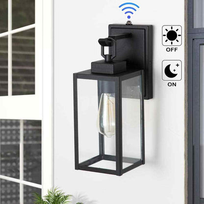 C Cattleya 1-Light Matte Black Dusk to Dawn Outdoor Wall Lantern Sconce