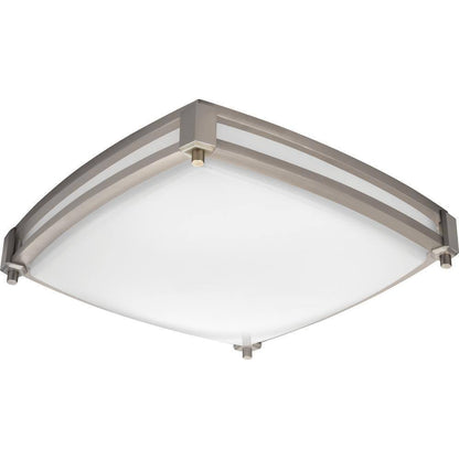Lithonia Lighting Square 13 in. Brushed Nicke Ceiling LED Light Flush Mount