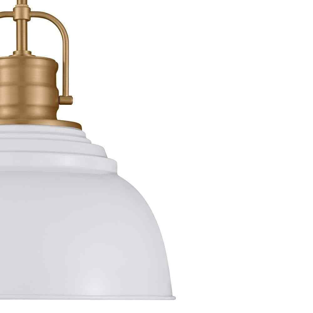 Home Decorators Shelston 13in 1-Light White Brass Hanging Kitchen Pendant Light