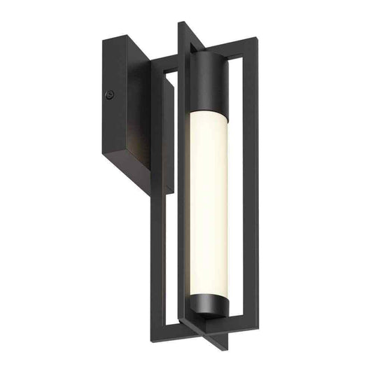 Artika Walt Black Modern LED Outdoor Hardwired Garage Porch Light Lantern Sconce
