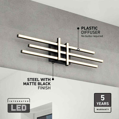 Artika Grid 27 in. Light Matte Black LED 3 CCT Vanity Light Bar for Bathroom