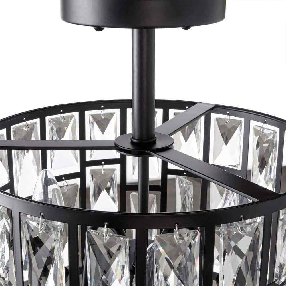 Home Decorators Kristella 12.5 in. 3-Light Matte Black Semi Flush Mount Light