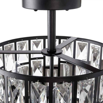 Home Decorators Kristella 12.5 in. 3-Light Matte Black Semi Flush Mount Light