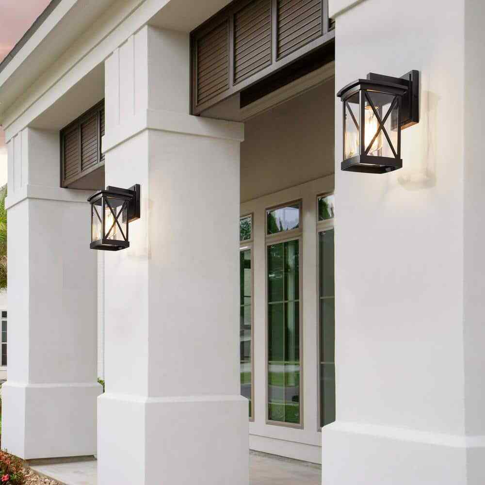LNC Modern Black Outdoor Wall lantern Sconce 1-Light Hardwired Light Fixture