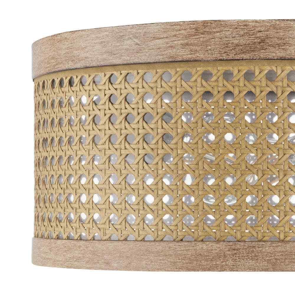 Home Decorators Collection Beau 11.88 in. 2-Light Natural Wood Flush Mount