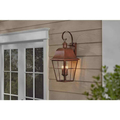 Hampton Bay Warwick 28" Aged Copper Finish Hardwired Wall Lantern Seeded Glass