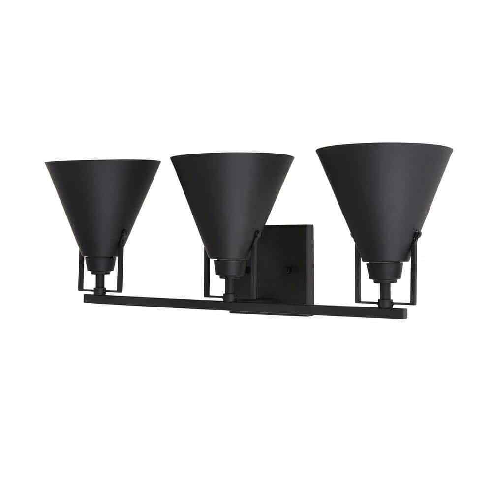 Home Decorators Insdale 3-Light Matte Black Modern Industrial Vanity Light