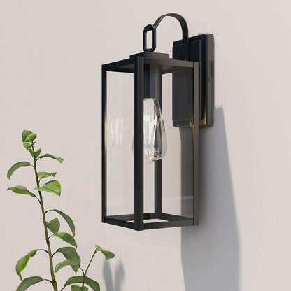Pia Ricco Matte Black Dusk to Dawn Hardwired Outdoor Lantern Wall Sconce