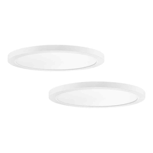 Commercial Electric 19 in. 5CCT Selectable LED Flush Mount Matte White 2-Pack