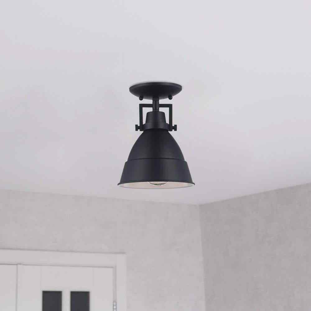 Monteaux Lighting 7 in. Monteaux 1-Light Black Semi-Flush Ceiling Light Fixture