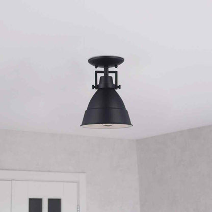 Monteaux Lighting 7 in. Monteaux 1-Light Black Semi-Flush Ceiling Light Fixture