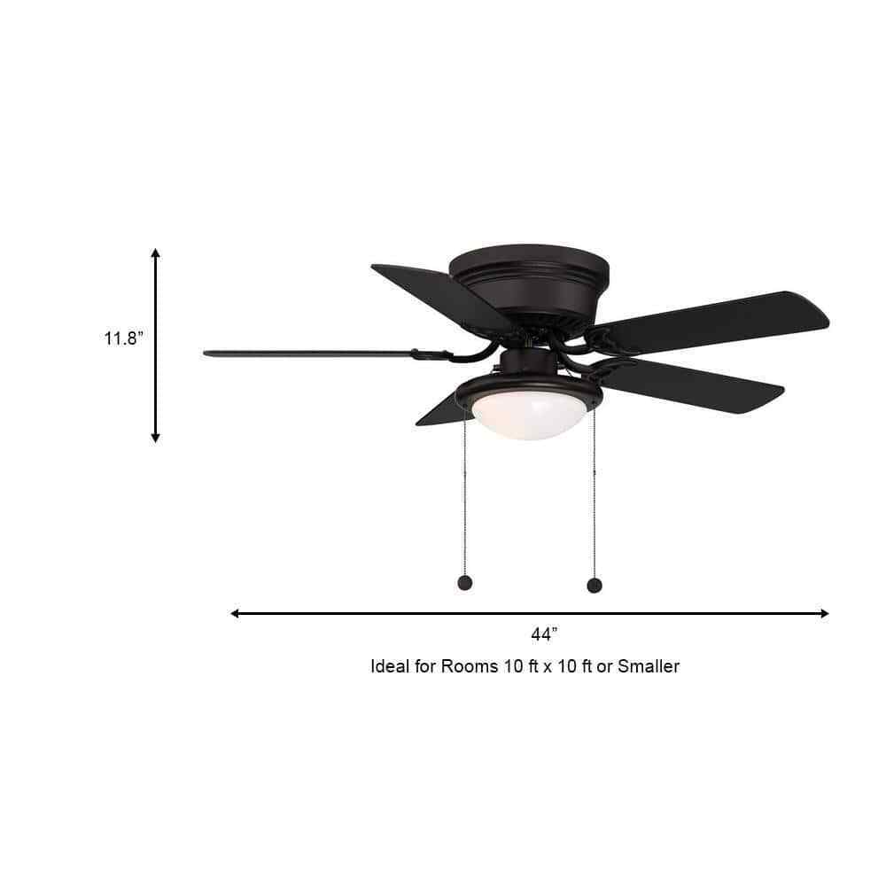 Hugger 44 in. LED Indoor Matte Black Ceiling Fan with Light Kit