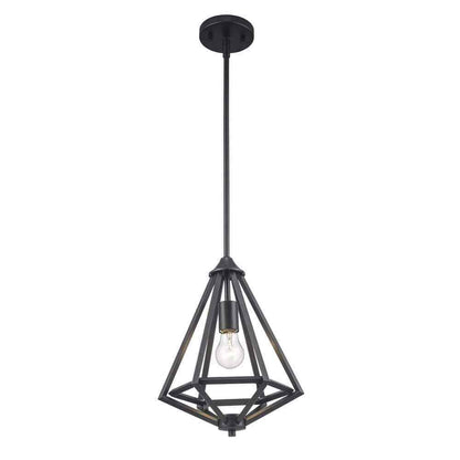 Home Decorators Hubley 1-Light Triangular Black Mini Pendant Light Fixture