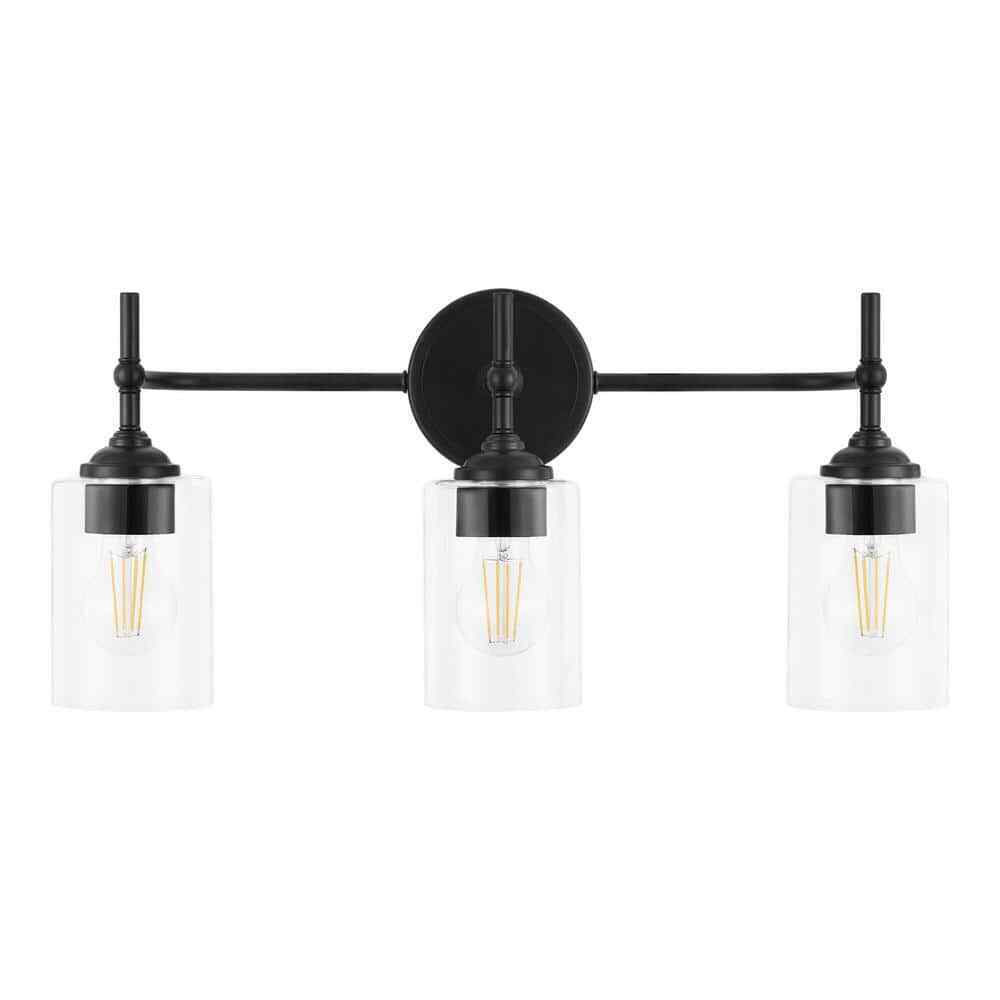 Home Decorators Collection Ayelen 22 in. W 3-Lights Black Vanity Light