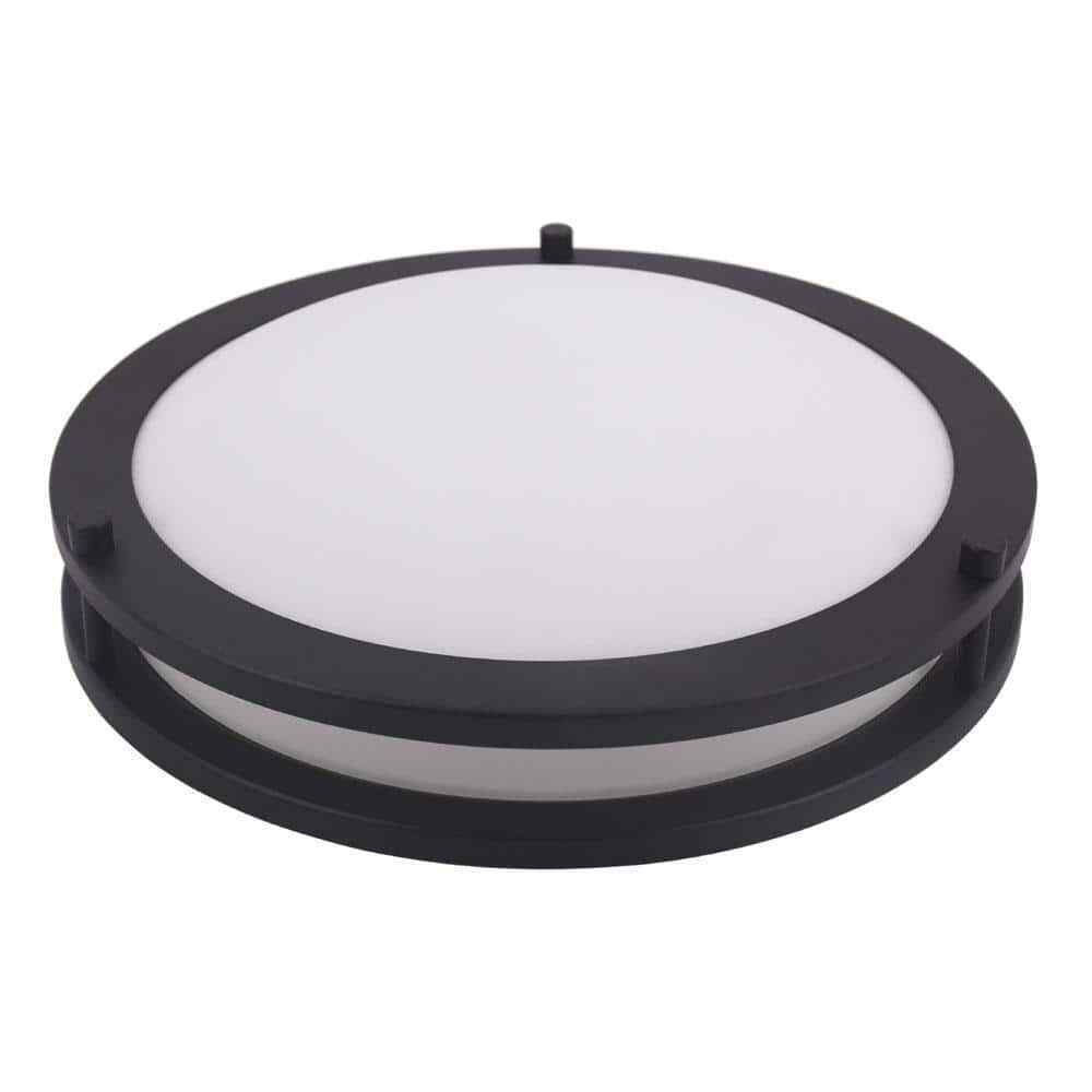 Hampton Bay Flaxmere 11.8 in. Matte Black LED Flush Mount Ceiling Light