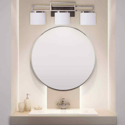 Home Decorators Tustna Brushed Nickel Bathroom Vanity Light w/ Opal Glass Shades