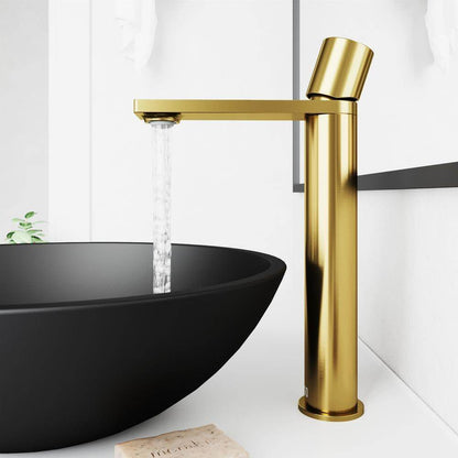 VIGO Gotham Single Handle Single-Hole Bathroom Vessel Faucet, Matte Brushed Gold