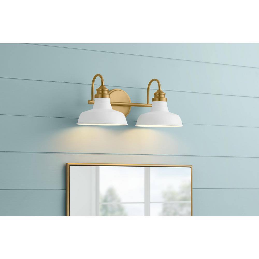 Hampton Bay Elmcroft Brushed Gold Farmhouse Bath Vanity Light w/ Metal Shades