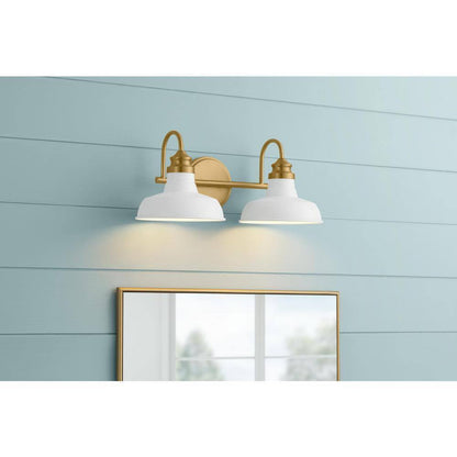 Hampton Bay Elmcroft Brushed Gold Farmhouse Bath Vanity Light w/ Metal Shades
