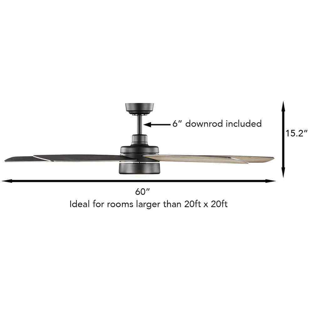 Home Decorators Driskol 60 in. LED Matte Black Smart Ceiling Fan w/ Remote