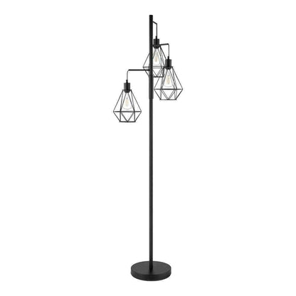 Hampton Bay Winfield 69 in. 3-Light Black Floor Lamp with Metal Shades