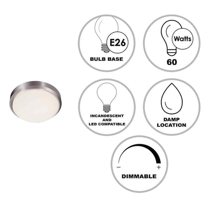 Bel Air Lighting Bliss 11 in. 1-Light Brushed Nickel Flush Mount Ceiling Light