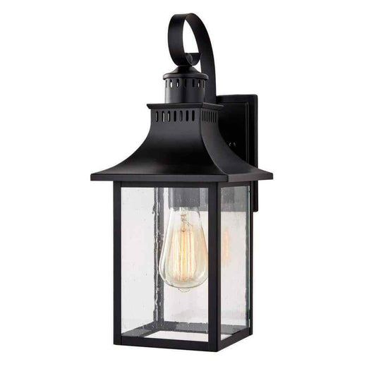 Hampton Bay Edgehill 16.25 in. Matte Black Hardwired Outdoor Wall Lantern Sconce