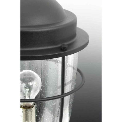 Progress Lighting Holcombe Textured Black Clear Seeded Glass Wall Lantern Light
