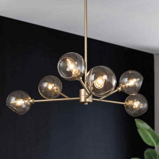 Uolfin Modern Gold Dining Room Chandelier Bubble 31.5 in. 6-Light Chandelier