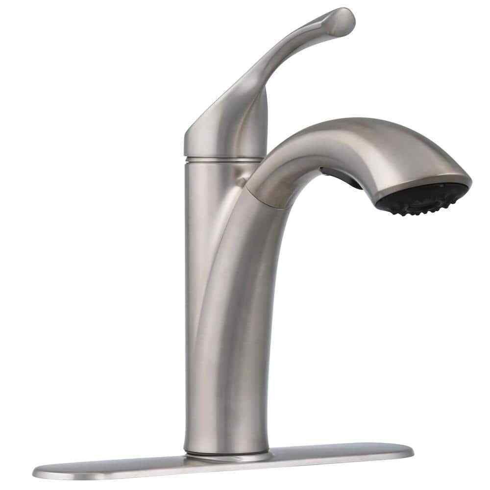 KOHLER Mistos Single-Handle Pull-Out Sprayer Kitchen Faucet In Stainless Steel