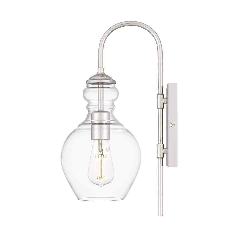 Home Decorators Bakerston 1-Light Polished Nickel Wall Sconce