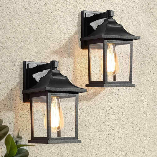 LNC Classic Black Outdoor Wall Lantern Sconce 1-Light Hardwired Wall 2-Pack
