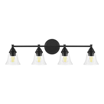 Hampton Bay 32.25 in. Marsden 4-Light Matte Black Vanity Light w/ Clear Glass