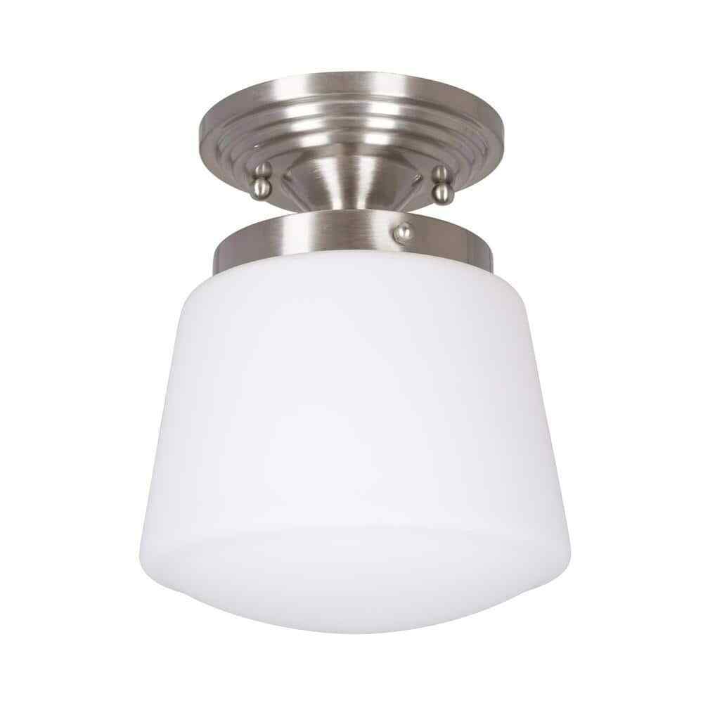 Cresswell LED 9.75 in. Brushed Nickel Vintage Inspired Semi Flush Mount