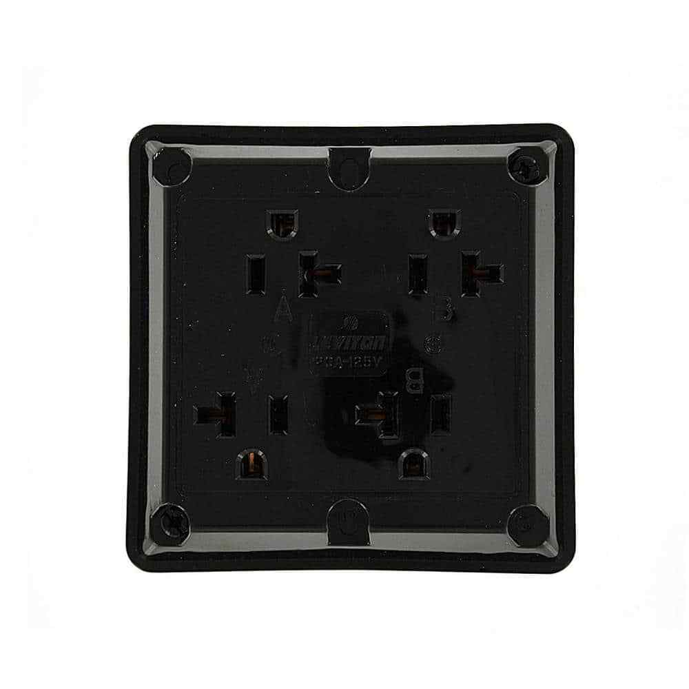 Leviton 20 Amp Industrial Grade Heavy Duty 4-in-1 Grounding Outlet Black