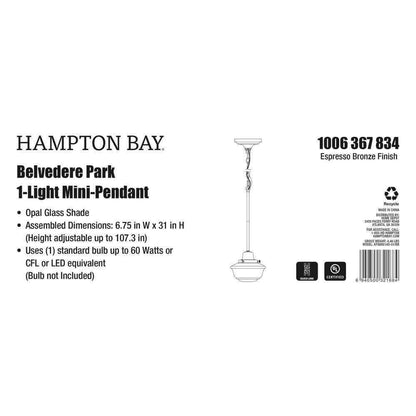 Hampton Bay Belvedere Park Bronze Mini-Pendant Farmhouse Hanging Light