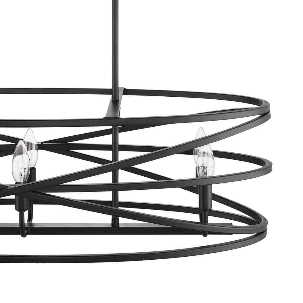 Home Decorators Collection Sarolta Sands 6-Light Black Island Hanging Light