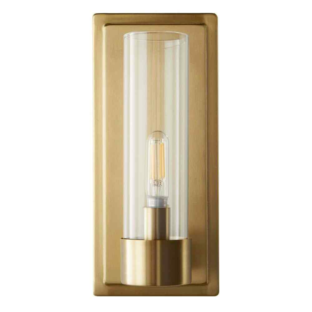 Home Decorators Closmere 5 in. 1-Light Brushed Gold Wall Mount Sconce Light