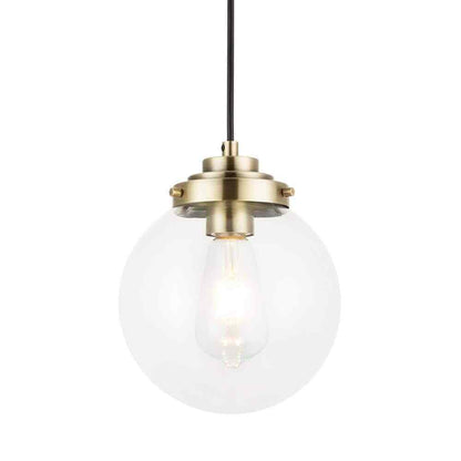 Merra 1-Light Brass Spherical Pendant Light with Globe Glass Shade