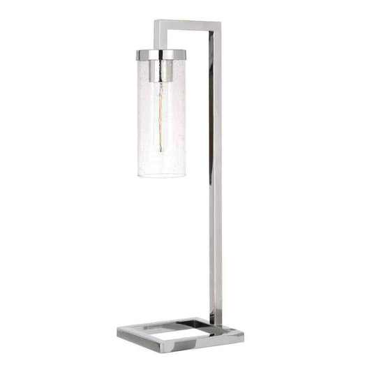 Meyer&Cross Malva 26 in. Polished Nickel Table Lamp with Seeded Glass Shade